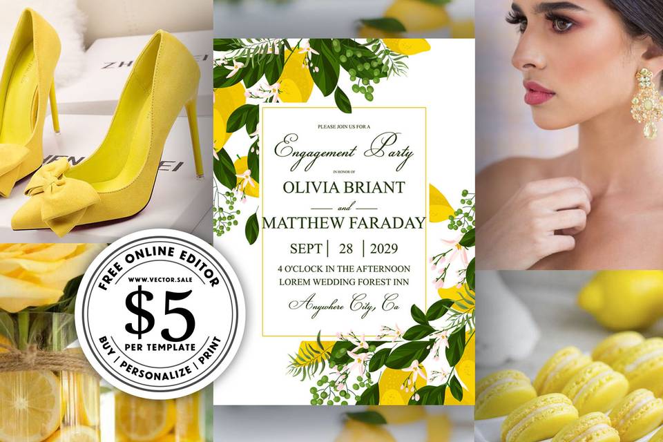 Lemon wedding invitation