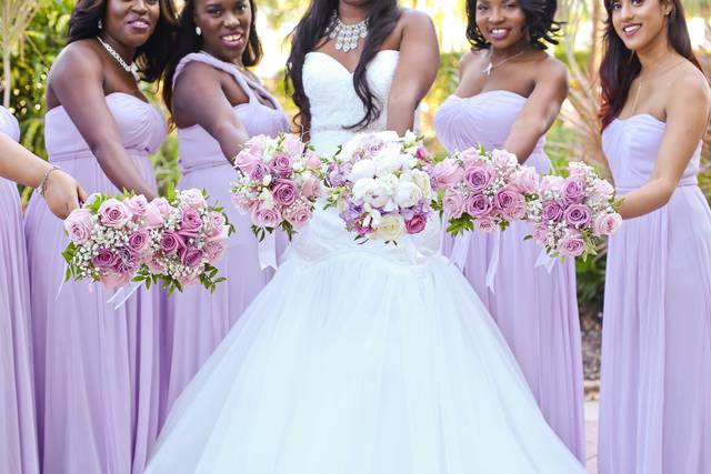 Bride and her bridesmaids