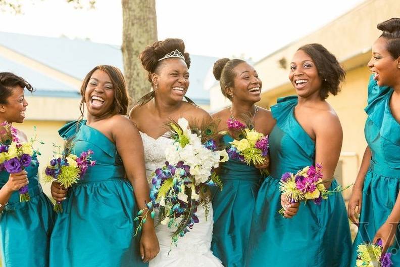 Bride and her bridesmaids