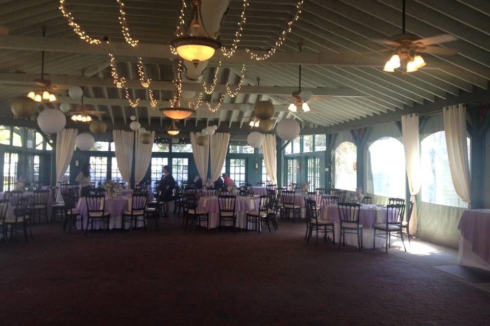 Main room, located outside of the mansion, where ceremony and reception took place.  Room was completely flipped without any complications.