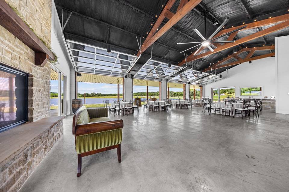 Sunset pavilion with wood beam