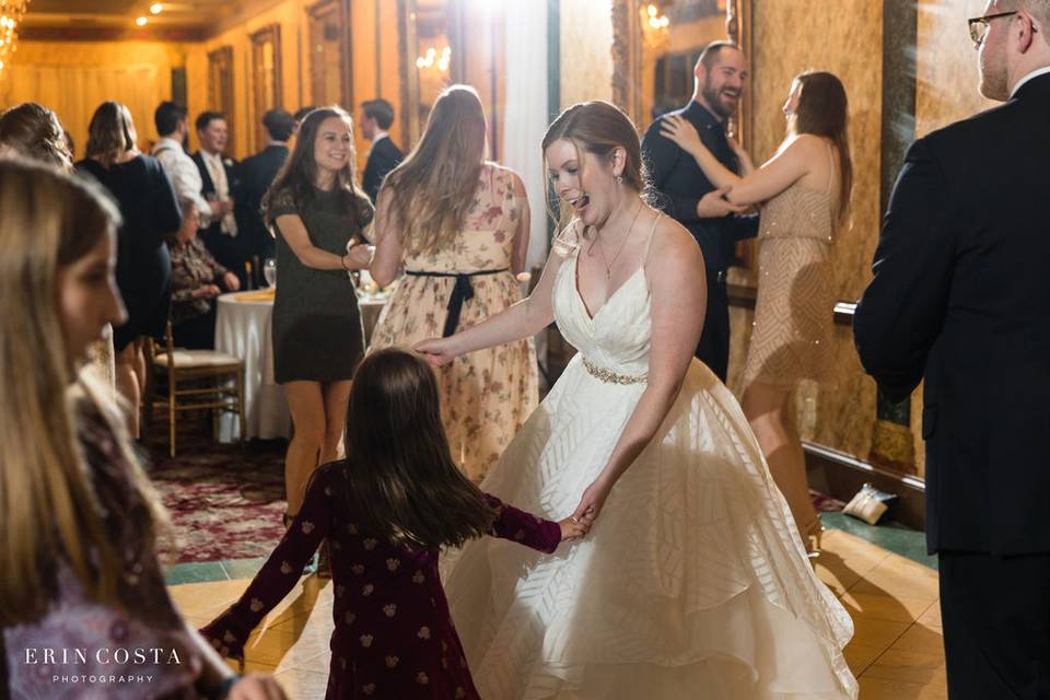 Bride having fun dancing