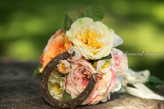 Wedding bouquet and horseshoe