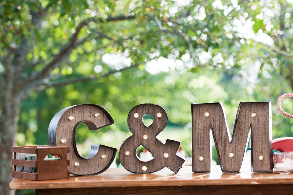 The couple's initials