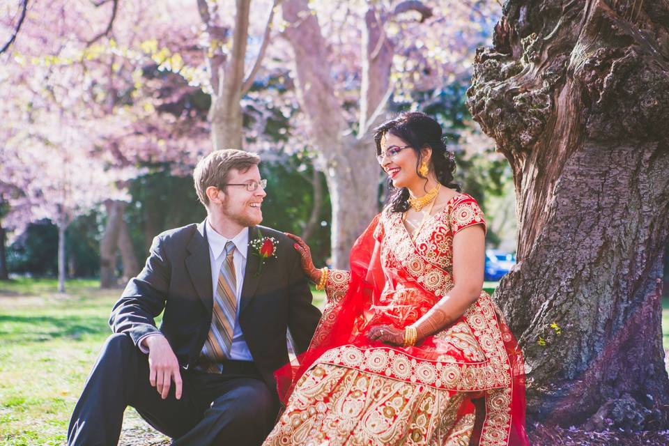 Indian wedding cherry blossoms
