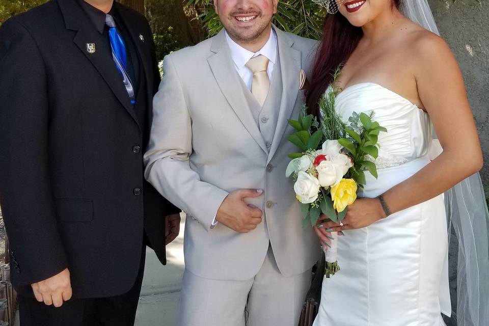 Celebrating a new life together in the gazebo at the historic coachella valley history museum in indio, ca with linda & michael! Congratulations and thank you for the honor of allowing me to to officiate your special day!