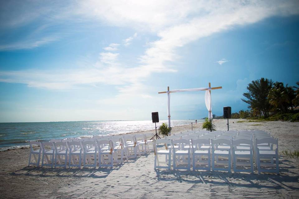 Beach wedding setup