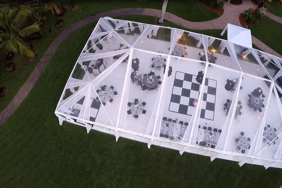 Aerial view of the tent