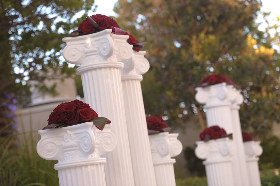Columns with roses