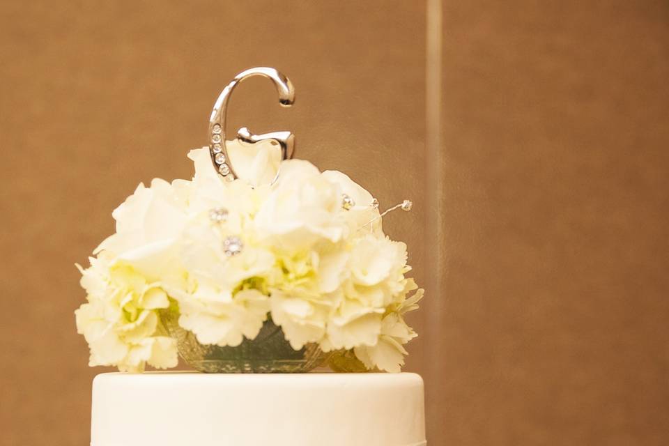 Flower-embellished cake