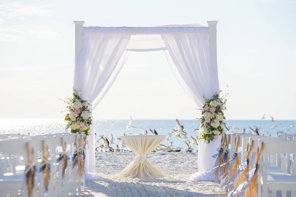 Beach wedding setup