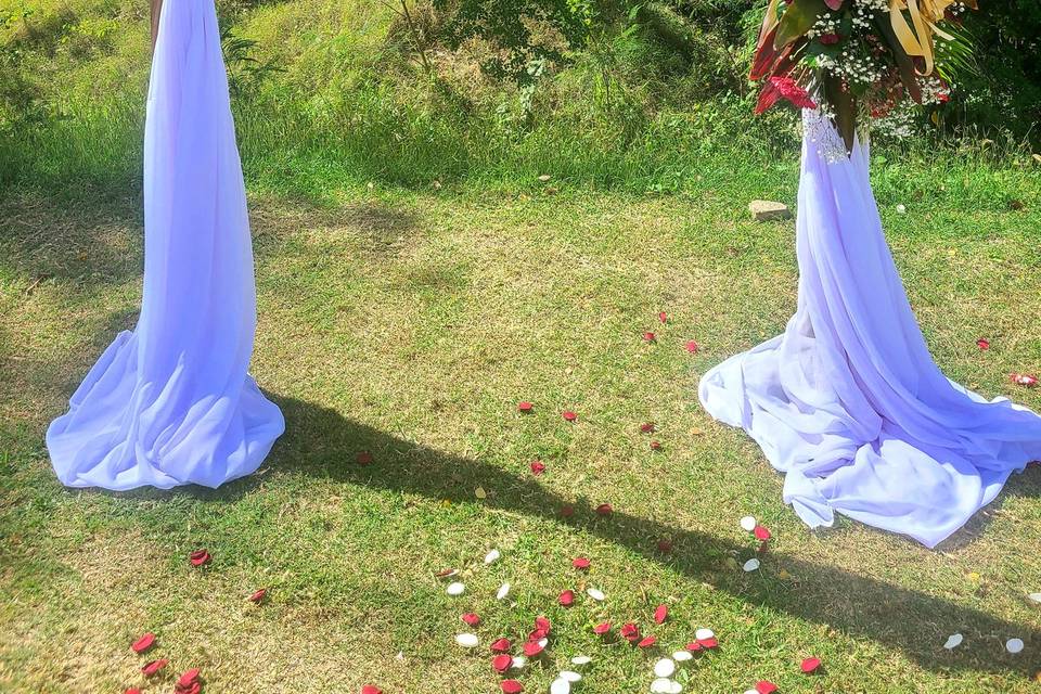 Rustic wedding arbor