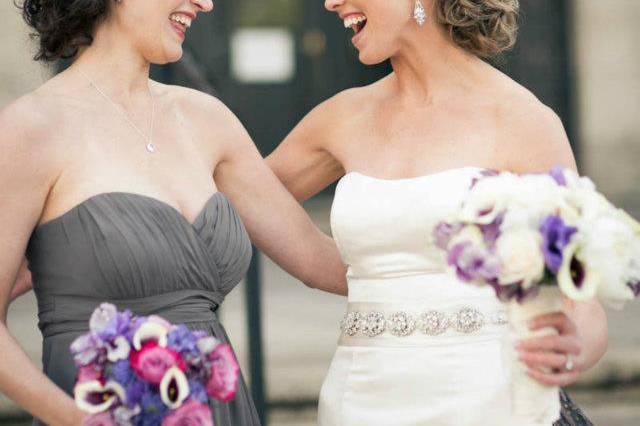 Bouquets of the bride and her bridesmaids