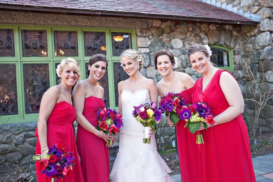 Bride and her bridesmaids