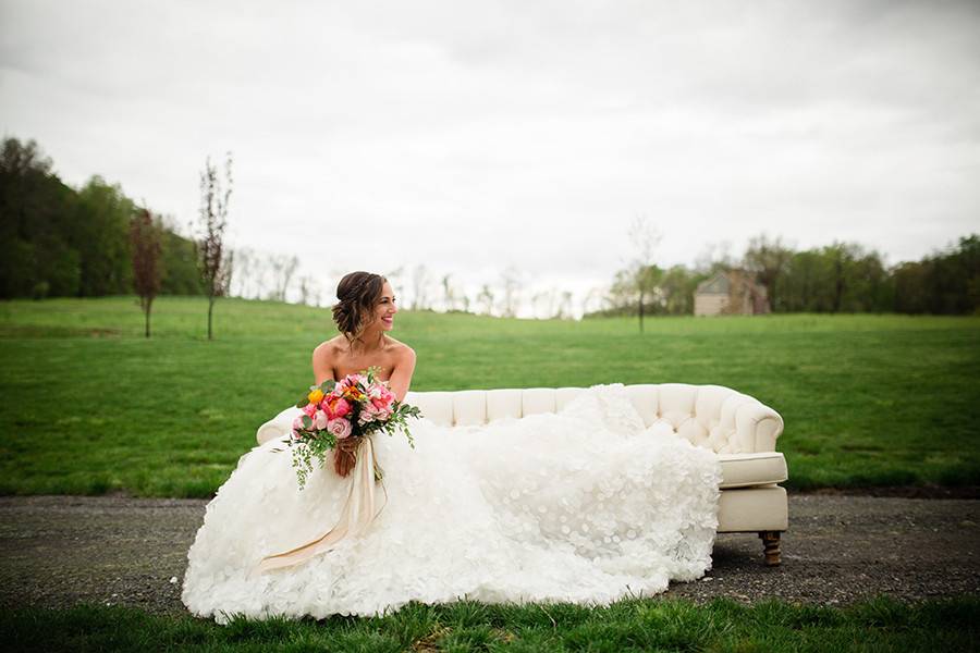 Bride on a chaise lounge