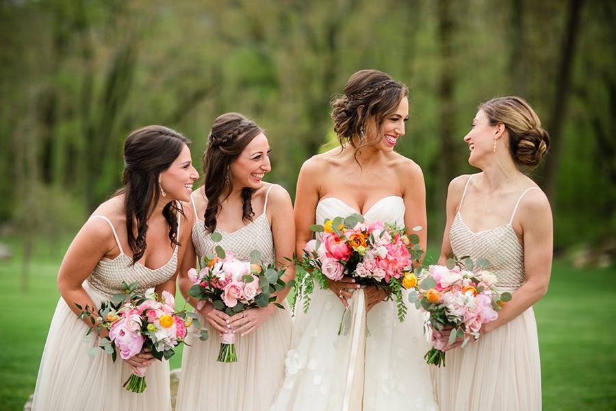 Bride and her bridesmaids