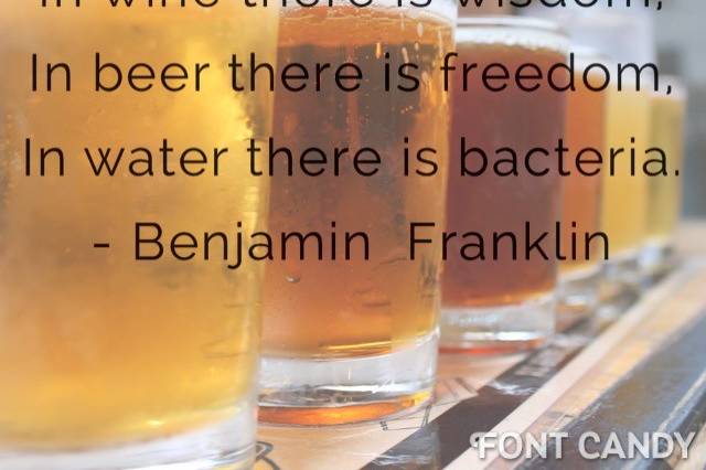 In wine there is wisdom, in beer there is freedom, in water there is bacteria. - Ben Franklin