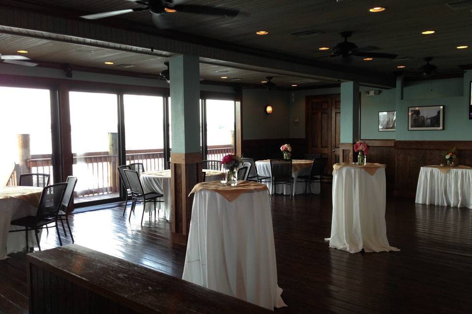 Stool bar with table centerpiece