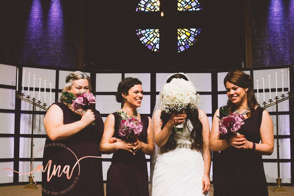 Bride and her bridesmaids