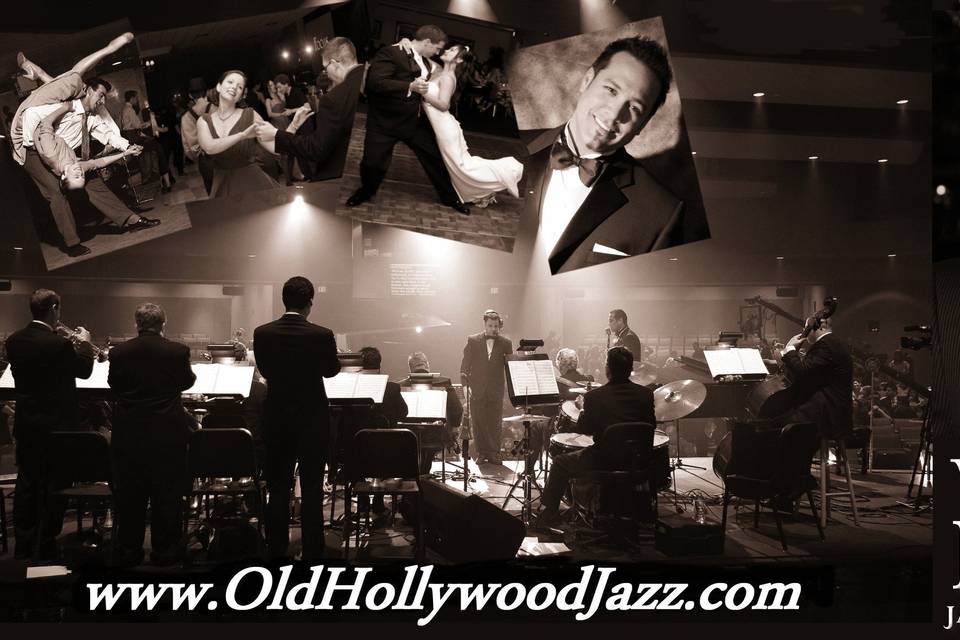 Warren Priske and his Old Hollywood swing band.  Vintage Jazz Wedding Band serving Los Angeles, Santa Barbara, Orange County and San Diego Ca.