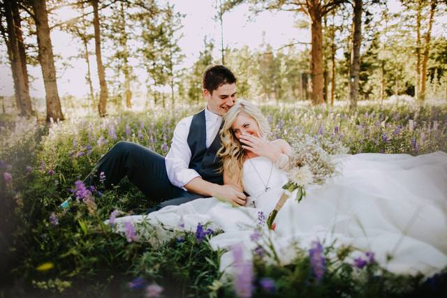 Couple in wildflowers