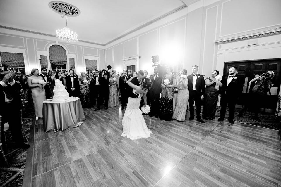 Reception in black and white shot