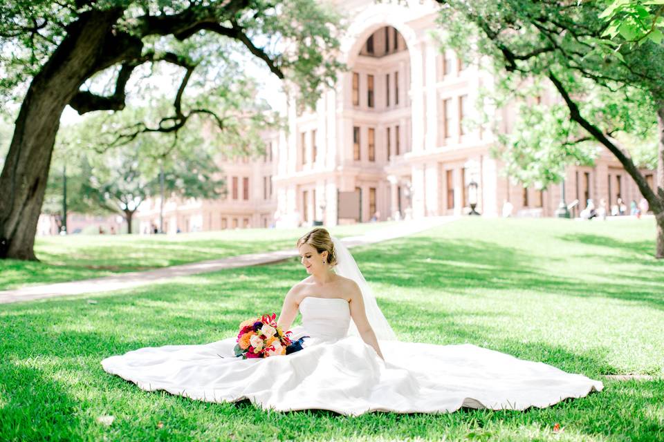 Bridal shoot in front of the venue