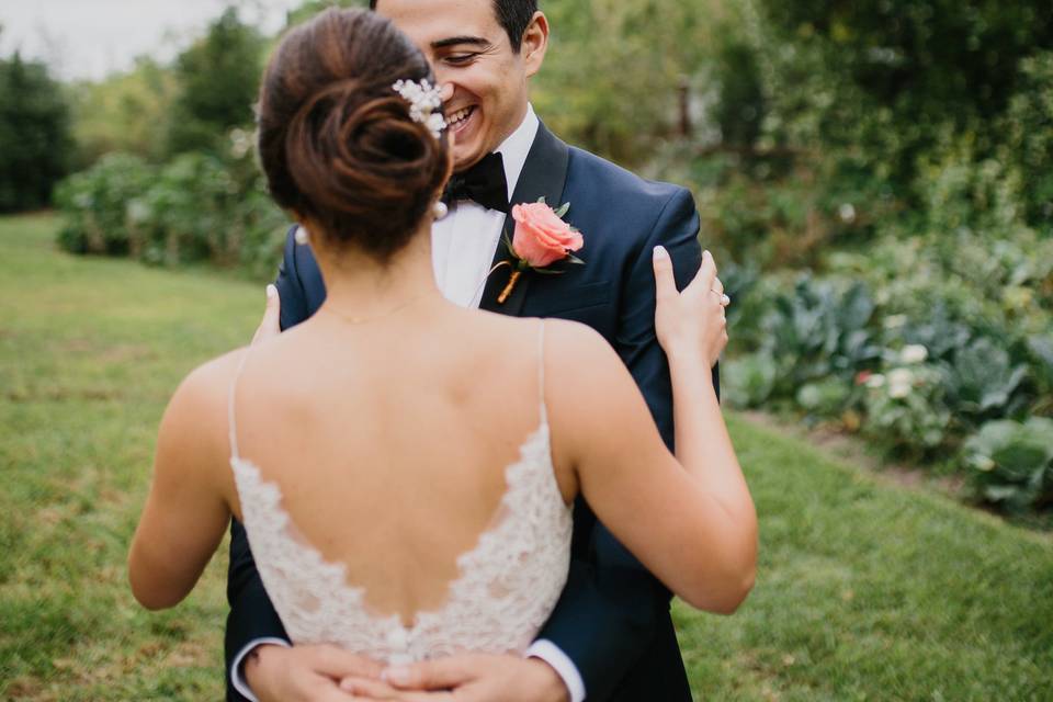 Couple by a field