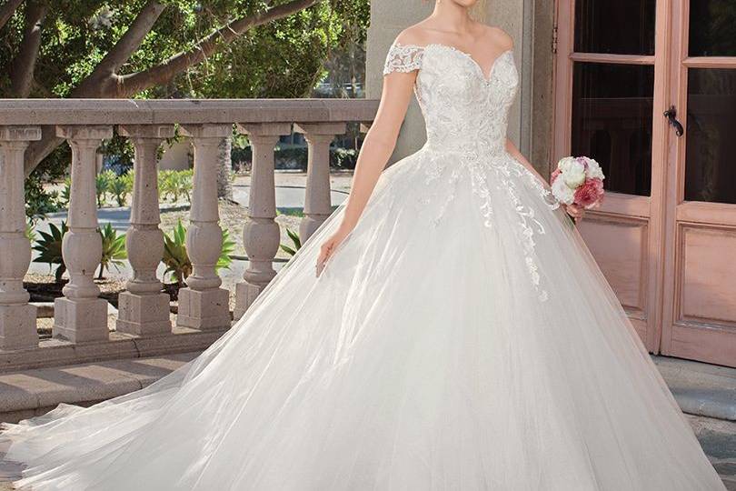 Off the shoulder ball gown