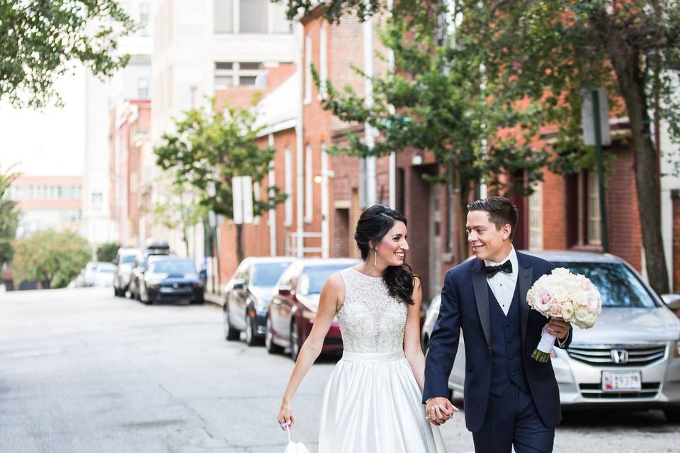 Bride and groom city