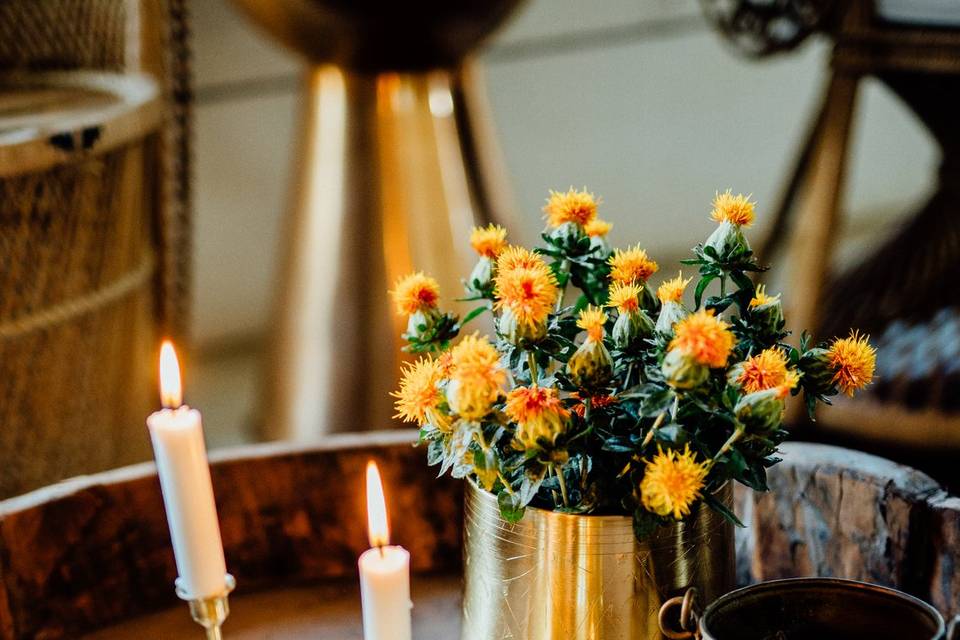 Candles and floral centerpieces