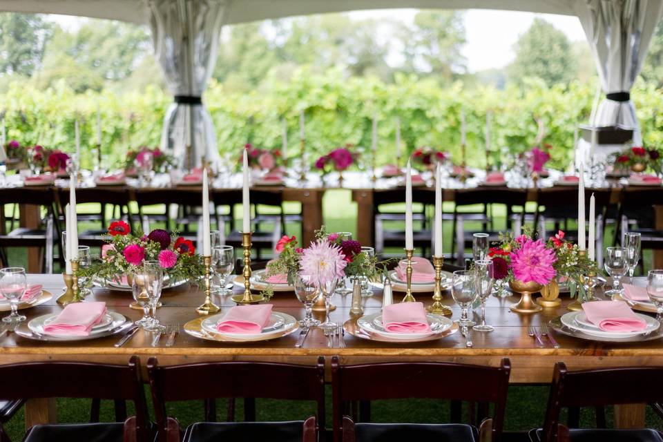 Table setup with centerpiece