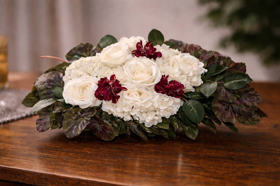 White & Burgundy Florals