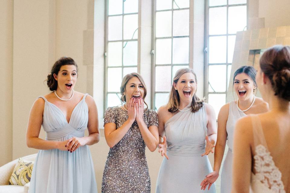 Bride and her bridesmaids