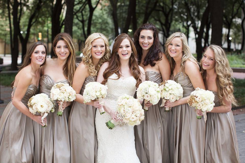 Bride and her bridesmaids