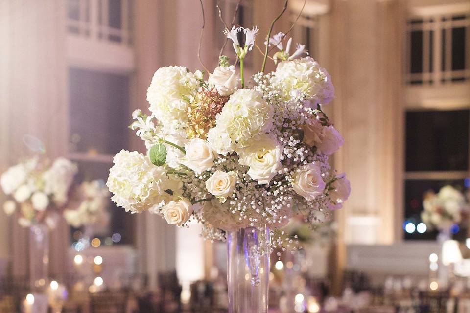 Table setup with centerpiece