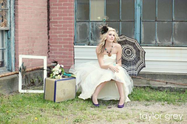 Bride posing with props