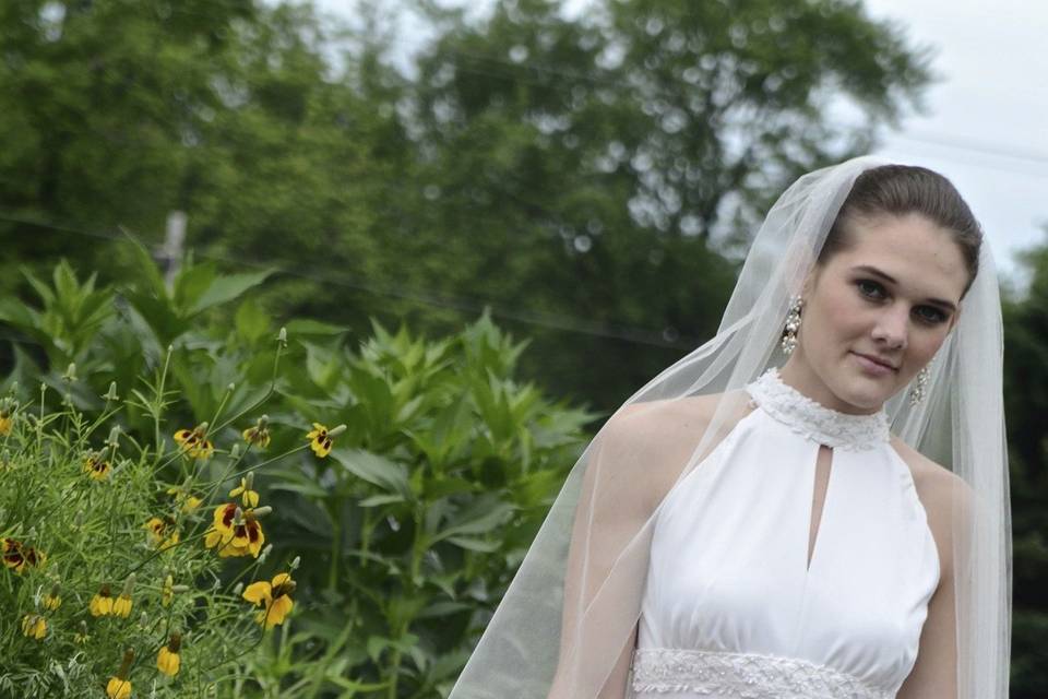 Sheath bridal gown