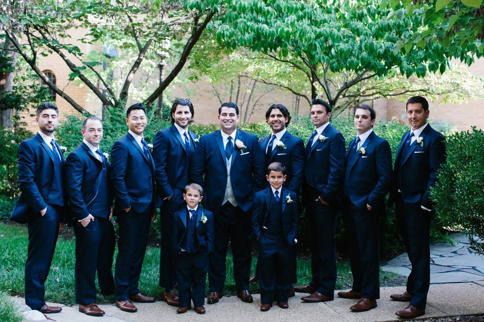 The groomsmen and the ring bearers