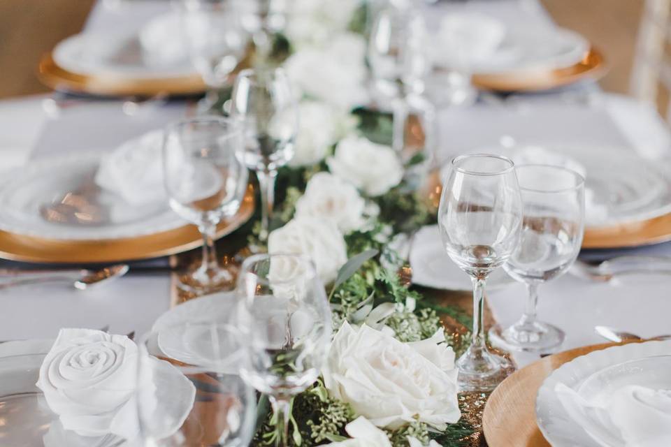 Table setting on dance floor