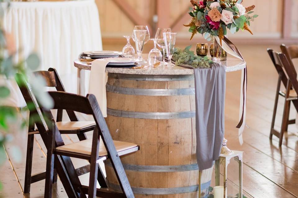 Wine Barrel Sweetheart Table