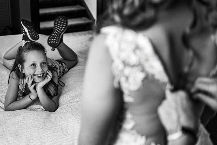 Girl admiring the bride