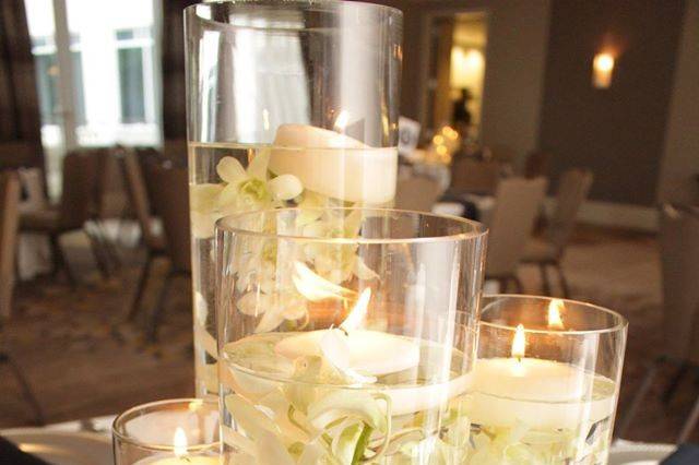 Candlelit and orchids inside the glass