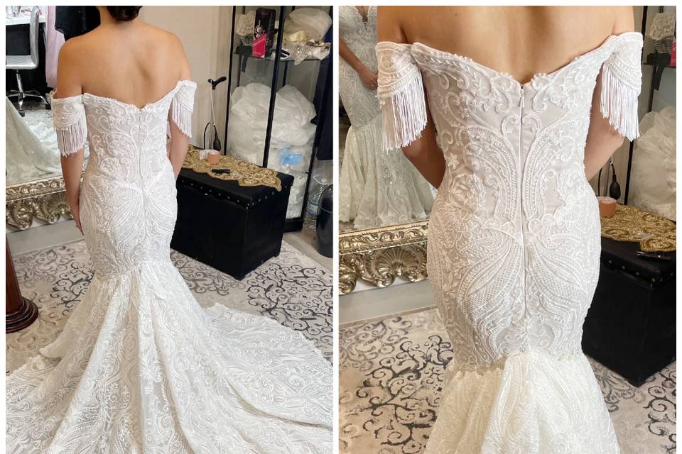 Custom wedding gown bustle