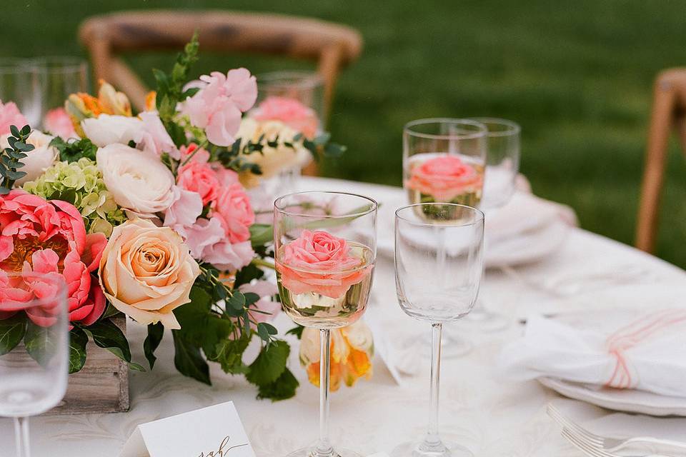 Table setup with centerpiece