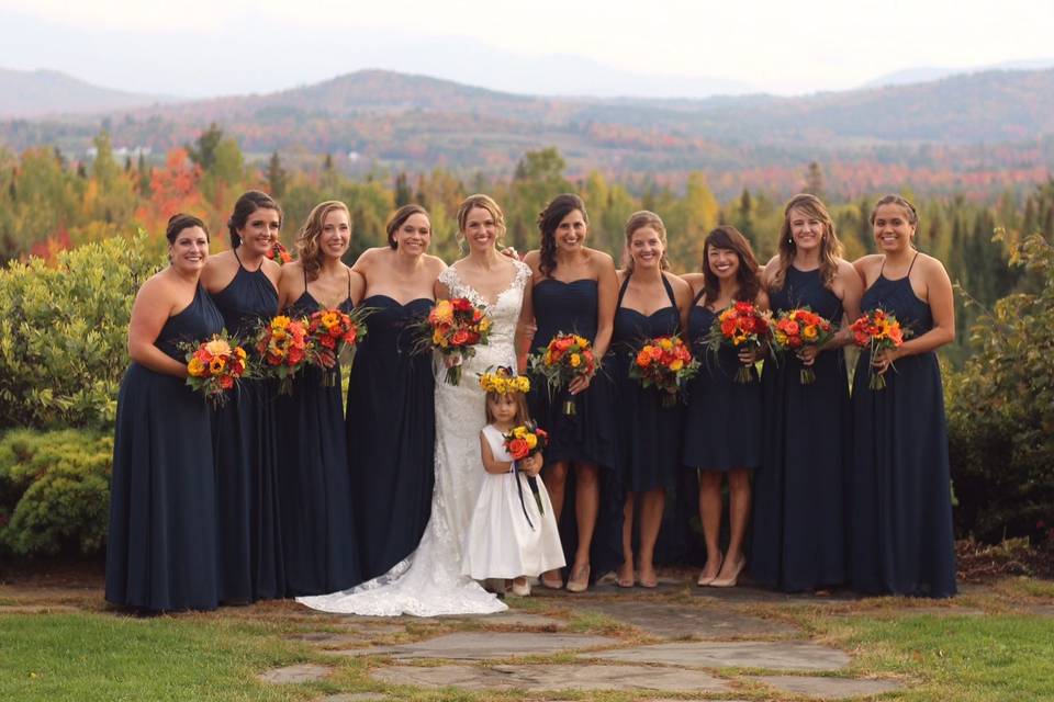 Bride with bridesmaids