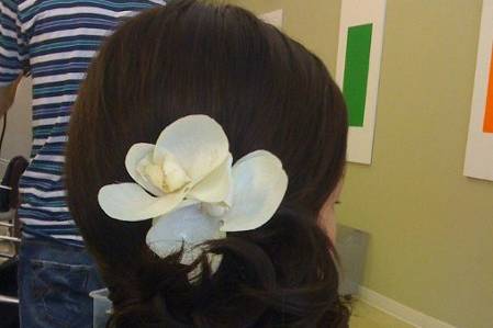 wedding updo with flower