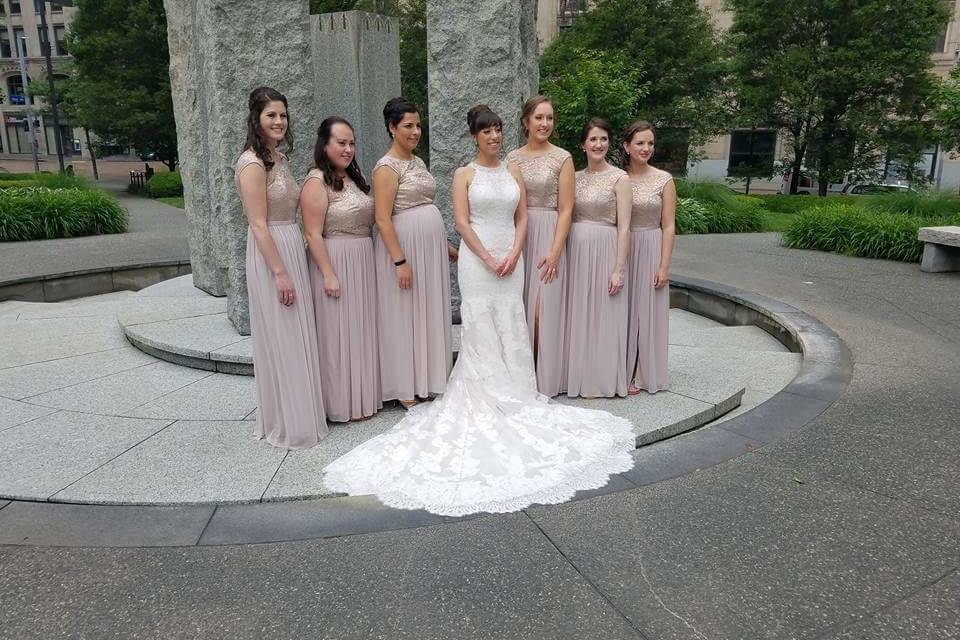 Bride and bridesmaids