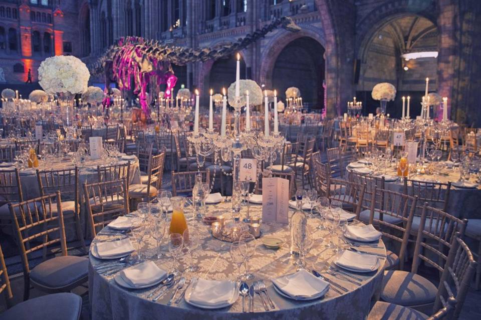 Table setup with candle centerpiece