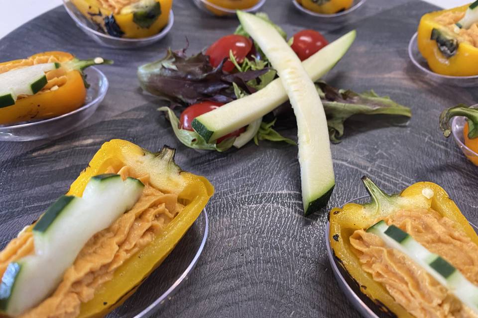 Hummus Stuffed Roasted Pepper